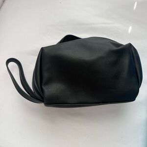 Black leather pencil or makeup bag
